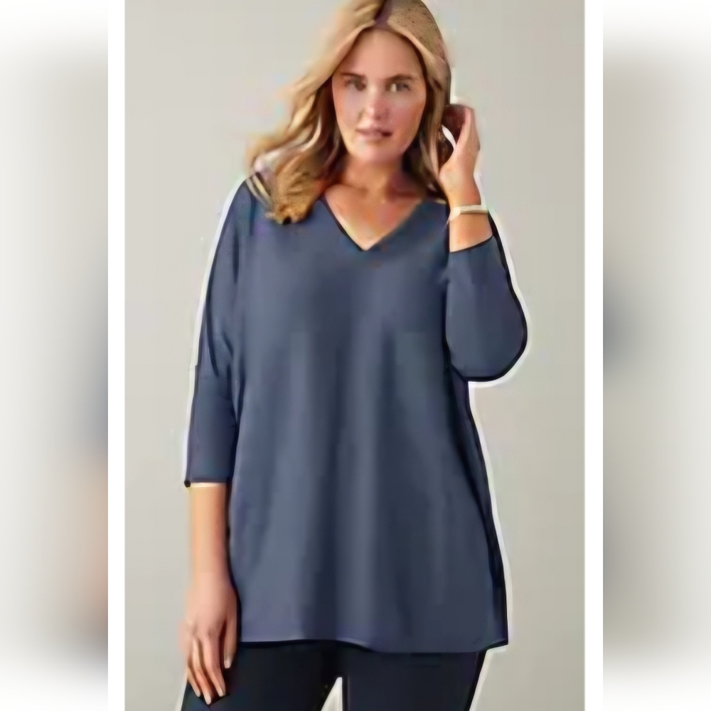 J. Jill Pure Jill Blue V-Neck Sweater Sz XL EUC